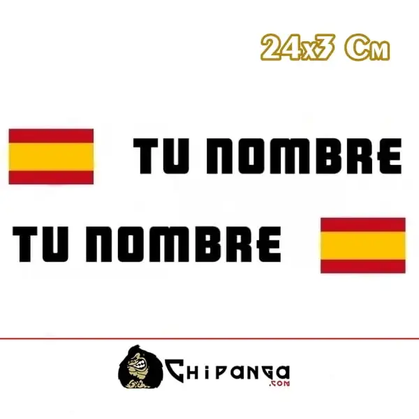 Pegatina nombre rally con bandera españa