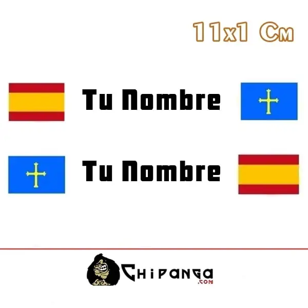Pegatina nombre con bandera españa y asturias