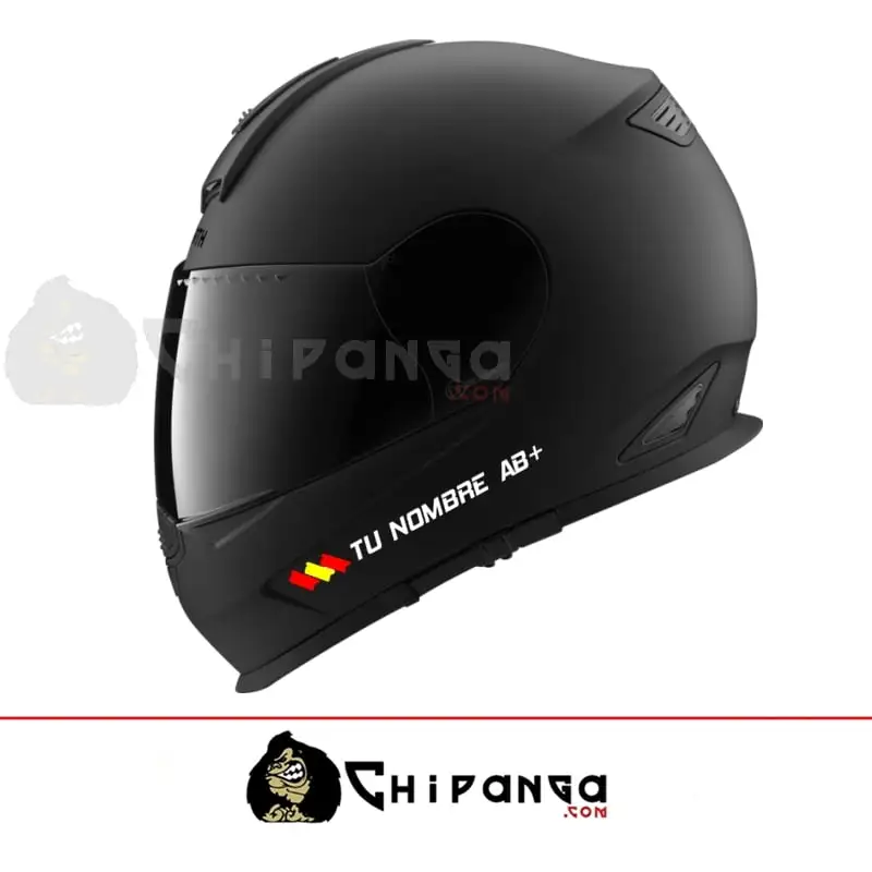 Pegatina nombre con bandera españa para casco