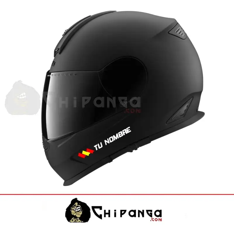 Pegatina nombre con bandera españa para casco