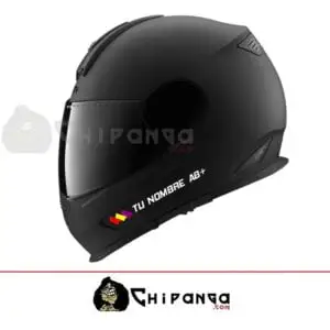 Pegatina nombre con bandera republicana casco grupo sanguineo