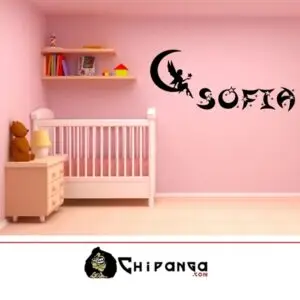 Vinilo Decorativo Hada Estrellas nombre personalizado Luna Campanilla