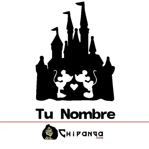 Vinilo Decorativo Infantil Castillo Disney Mickey Minie Mouse nombre personalizado
