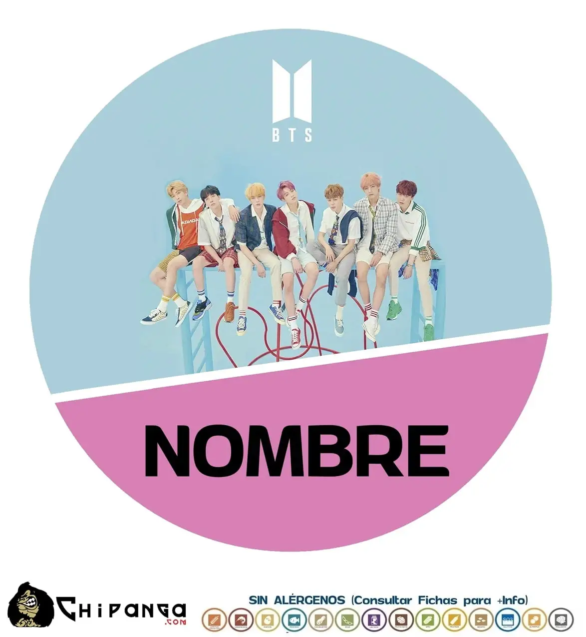 Oblea disco personalizada para tartas de BTS
