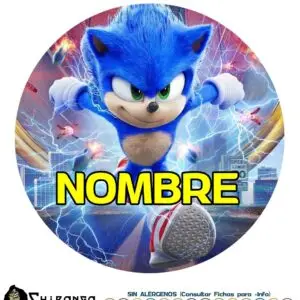 Oblea personalizada para tartas de Sonic disco