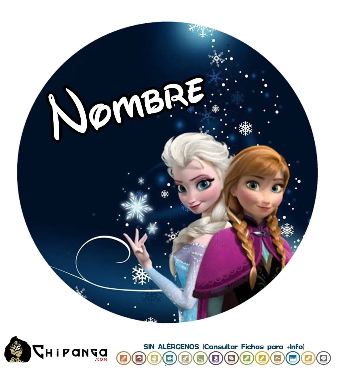 Oblea personalizada para tartas de Frozen disco