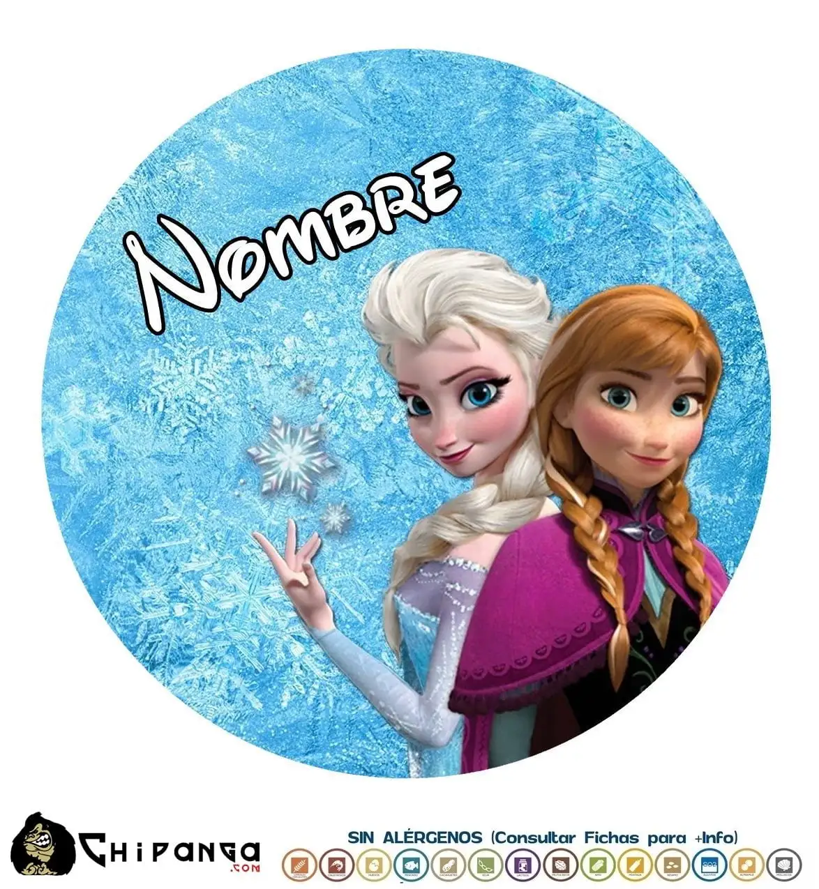 Oblea personalizada para tartas de Frozen disco