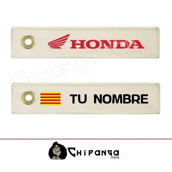 Llavero de tela Honda Personalizado  con Nombre y Bandera de Catalunya Cataluña