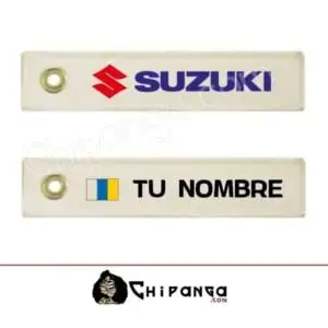 Llavero de tela Suzuki Personalizado con Nombre y Bandera de Canarias
