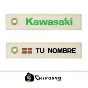 Llavero de tela Kawasaki Personalizado con Nombre y Bandera de Euskadi Ikurriña