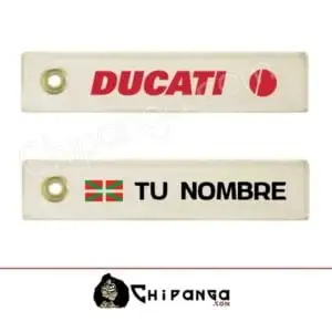 Llavero de tela Ducati Personalizado con Nombre y Bandera de Euskadi Ikurriña