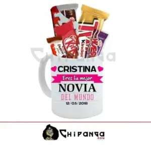 Taza Mejor Novia con Chocolates Nombre y Fecha