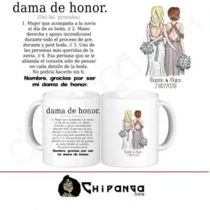 Taza Detalle para Dama de Honor Regalo Boda Personalizado