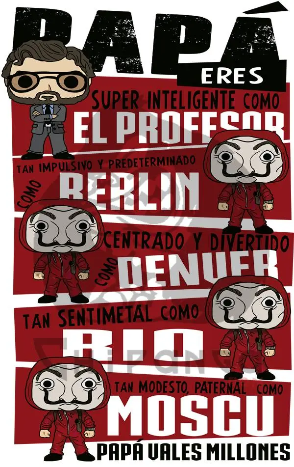 Camiseta Personalizada Papá La Casa de Papel Dia Del Padre - Imagen 2
