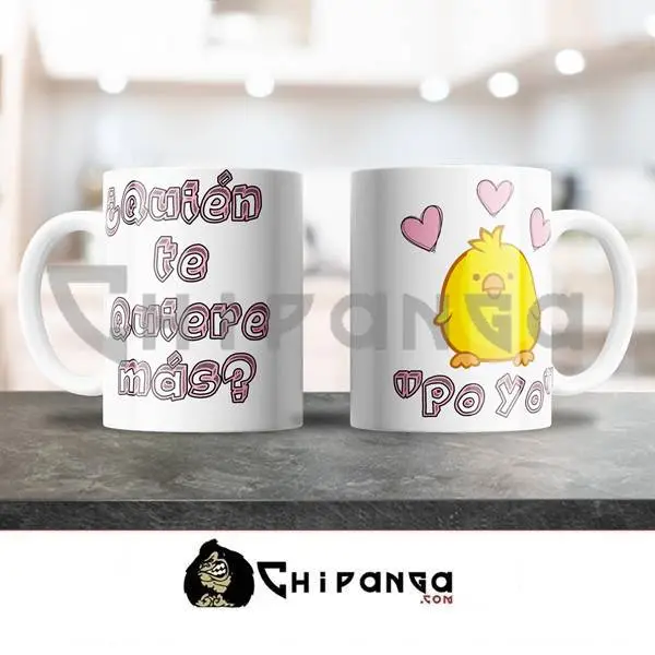 Taza Personalizada San Valentin ¿Quien te quiere mas? Po yo
