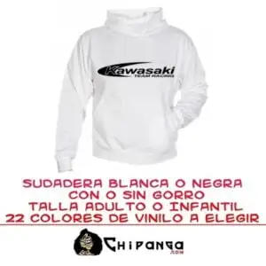 Sudadera Kawasaki Team Racing Personalizable Con o Sin Capucha Blanca o Negra