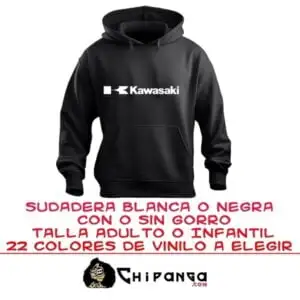Sudadera Kawasaki Modelo 2 Personalizable Con o Sin Capucha Blanca o Negra