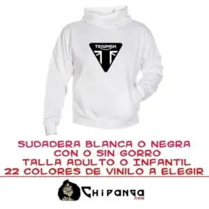 Sudadera Triumph Personalizable Con o Sin Capucha Blanca o Negra