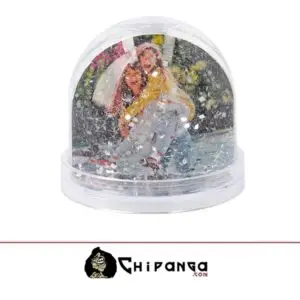 Bola de Nieve con Foto Purpurina Plata Personalizada por ambas caras