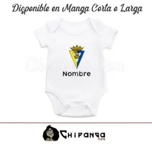 Body Bebé Personalizado con Nombre y Escudo Cádiz CF