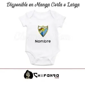 Body Bebé Personalizado con Nombre y Escudo UD Málaga CF